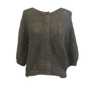 🖤🤍Ann Taylor Gray 3/4 Sleeve Knit Top Wool Blend